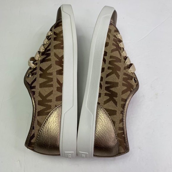 Michael Kors Signature Sneakers Gold size 7 Lace Up Logo Print HX16F - Picture 6 of 10